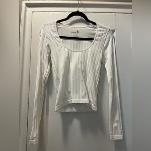 Free People Ribbed Basic White Long Sleeve T